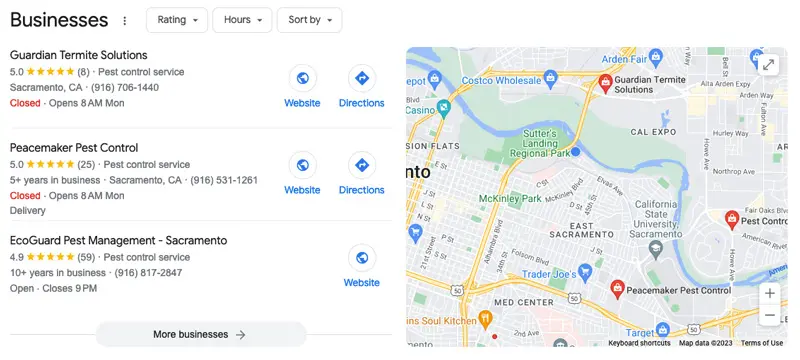 Google Map Pack example