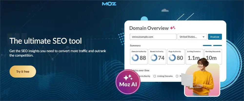 Moz domain explorer tool
