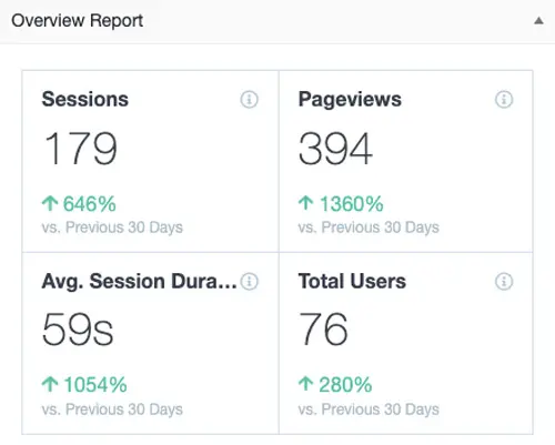 Overview report of website traffic