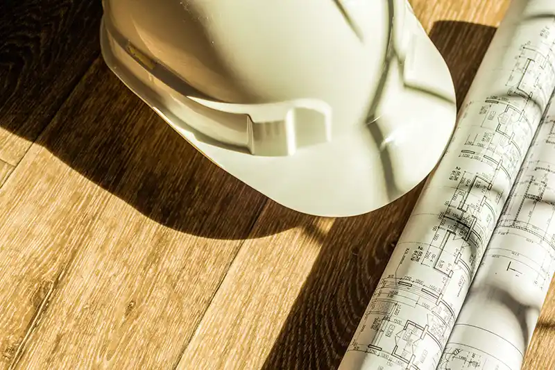 A hard hat at a construction site